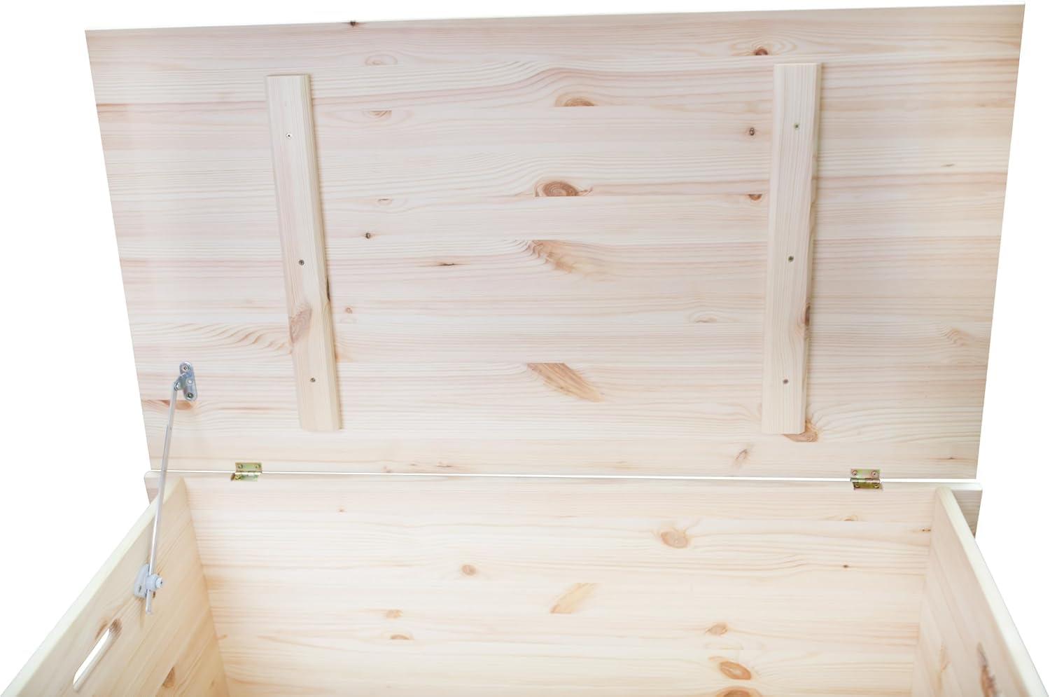 Pinus Spielzeugkiste 90x48x51 cm mit Deckel Rollen Kinderzimmer Natural | Kiefernholz, große Aufbewahrung, für Spielzeug Decken Kuscheltiere, 4 Rollen, niedrige Höhe, leichtes Einräumen