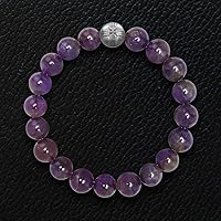 Vista 2 de Forziani 10mm Spiritual Beads Amethyst Bracelet for Men - Natural Stone and Trident Symbol Beaded Bracelet - Peace and Spirituality - Made in USA