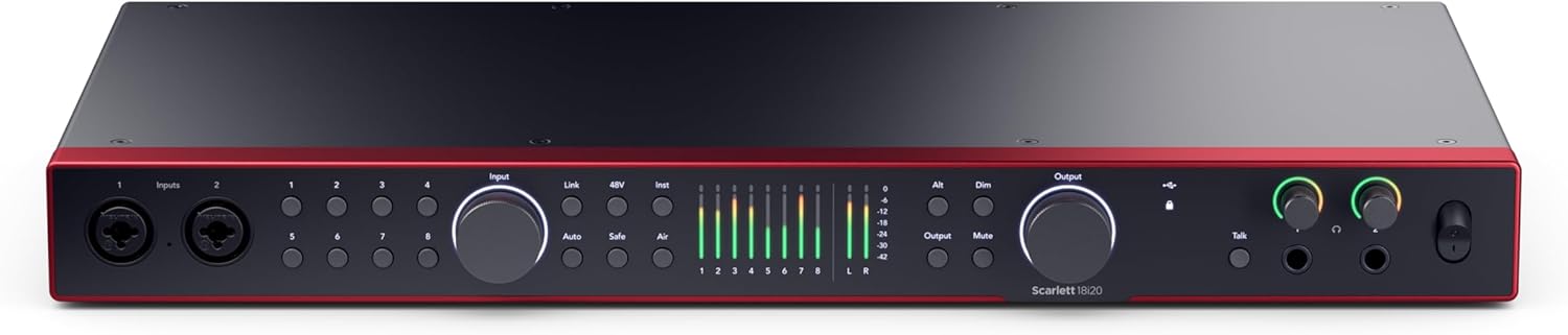 Focusrite Scarlett 18i20 4th Gen USB Audio Interface, for Multitrack Recording, Music Production and Podcasting — High-Fidelity, Studio Quality Recording, and All the Software You Need to Record