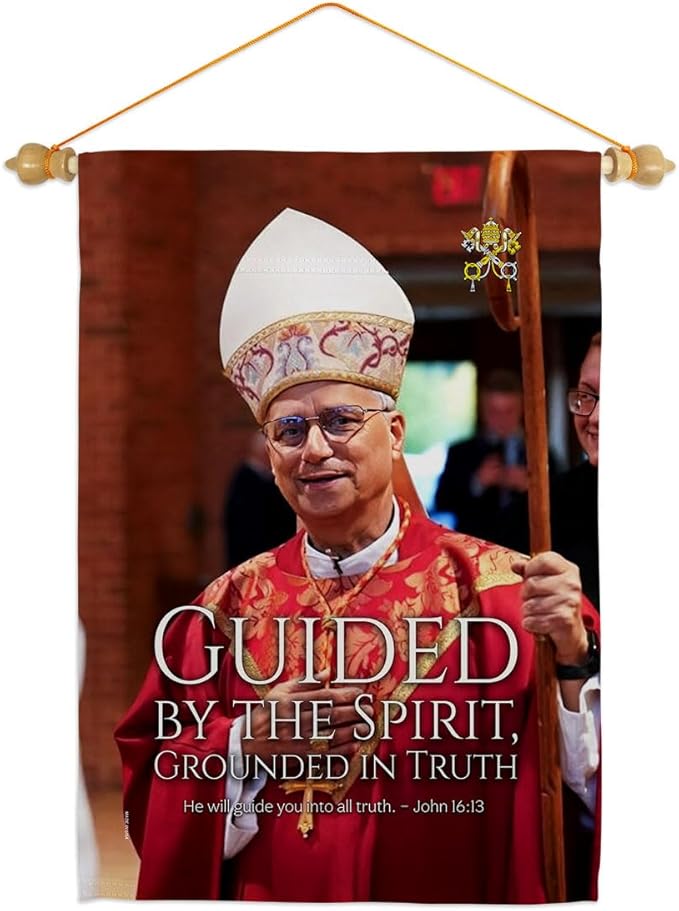 Guided by Spirit Wall Scroll Canvas Set Flag Memorabilia Decor Religiou Sign Picture Print Habemus Papam Decorations American Papal Poster Vatican Tapestry Catholic Gifts Made in USA