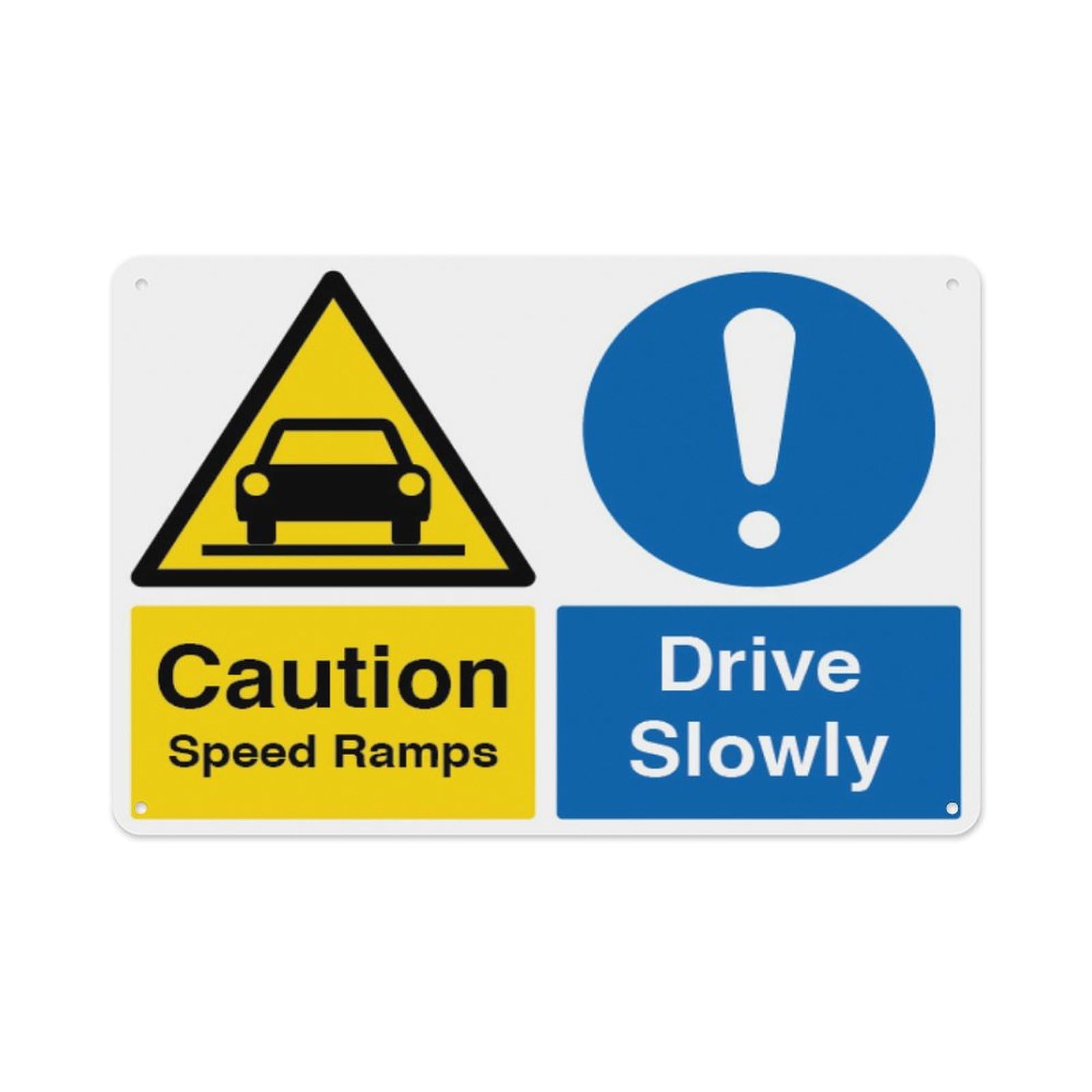 peiyeety Caution Speed Ramps Drive Slowly Aluminum Tin Warning Signs For Home Outdoor Garden 8X12 Inches