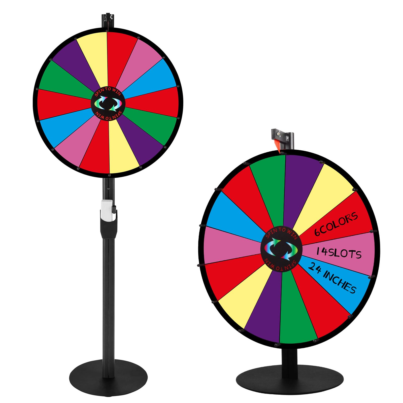 Photo 1 of 24” 2 In 1 Heavy Duty Spinning Wheel for Prizes, Adjustable Tabletop and Floor Stand Fortune Wheel Spinner,14 Colorful Prize Slots