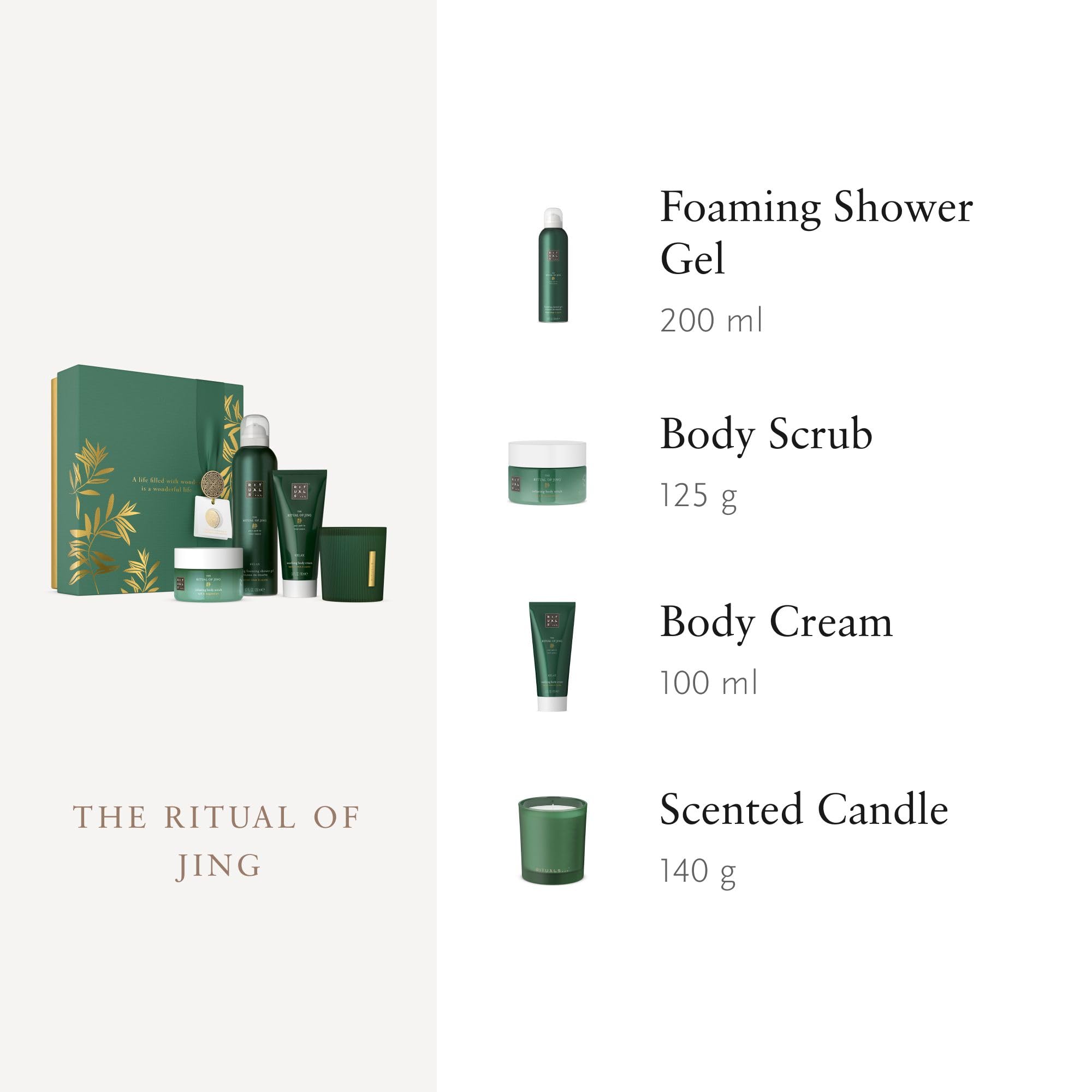 RITUALS Coffret cadeau The Ritual of Jing de taille intermédiaire - Produits pour la maison et les soins de la peau enrichis de fleur de lotus et de jujube - Boîte cadeau pour le bain aux propriétés