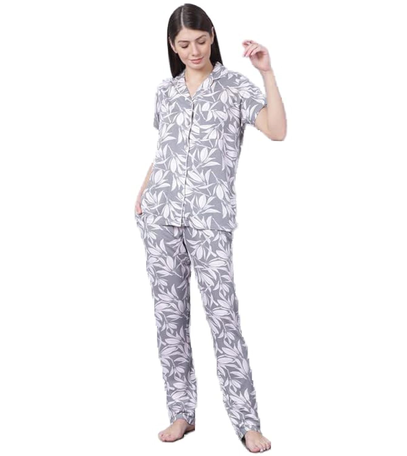 AILAWomen's Pink Printed Satin Shorts Set