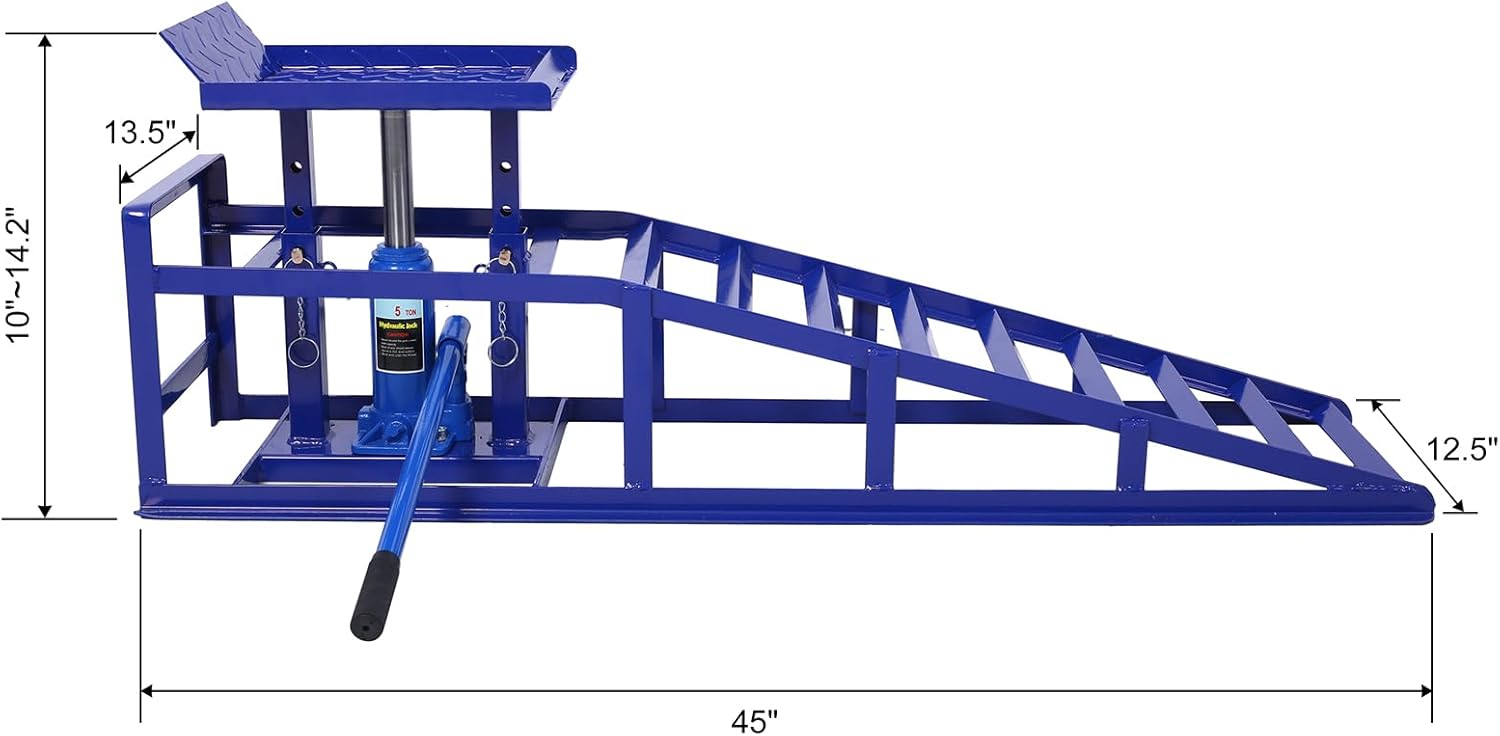 Auto Car Truck Service Ramps Lifts, Garage Car Lift Hydraulic Ramps Black 5 Ton, Automotive Hydraulic Lift Repair Frame Lift, 2 Pack, Blue