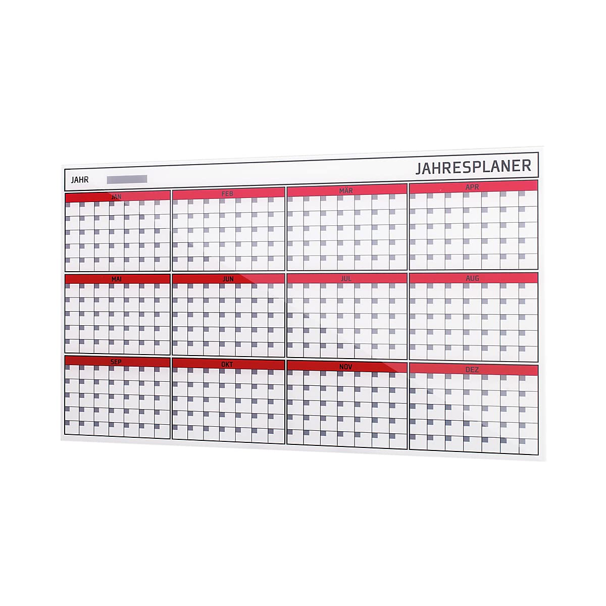 Bi-Office Agenda annuale in vetro 12 mesi, magnetica, senza cornice, 78 x 48 cm