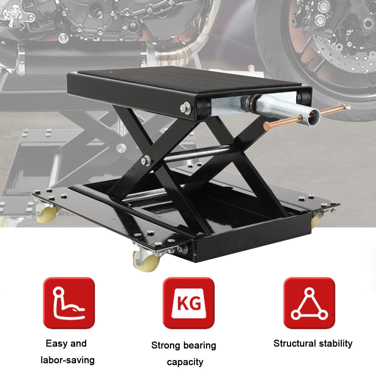 Cric de Moto Levage, Leve Moto Hydraulique Hauteur 12-39 cm Pont Élévateur Ciseaux Moto en Acier Plate-Forme Élévatrice Moto Dimension Lève Moto Sécurisée Table Élévatrice Moto Réparation Quad