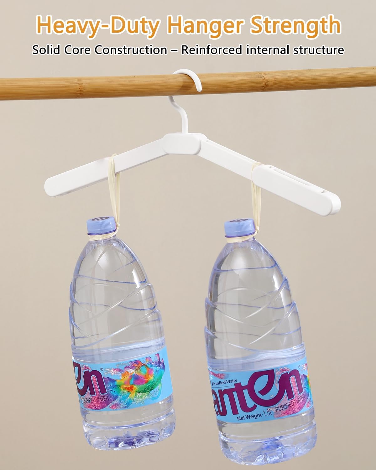 Foldable Travel Hanger with Clips - 5 Pack Portable Collapsible & Space-Saving Hangers for Cruise Suitcase, White