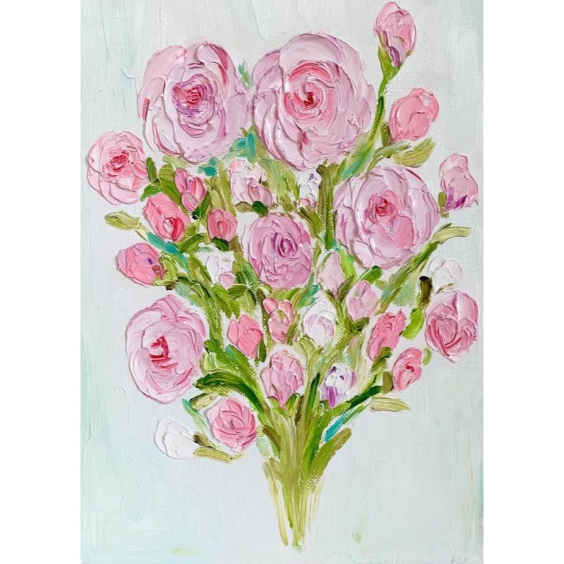 Peinture à l'huile abstraite murale grand format 80x120 cm rose