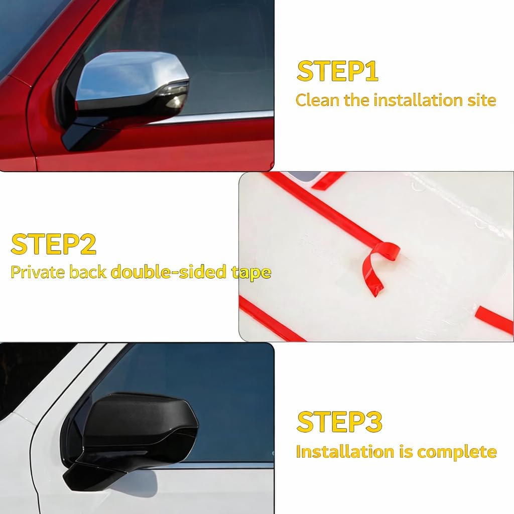 Exclusive GLOSSY Black Mirror Covers Overlay Unit Compatible With Tahoe Suburban