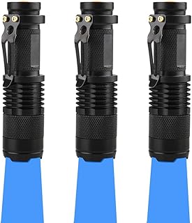 WAYLLSHINE (Pack of 3 Single Mode Blue Light Flashlight, 1 Mode Blue LED Flashlight Blue Flashlight Torch, Blue LED Blue Light for Night Fishing, Hunting, Observation