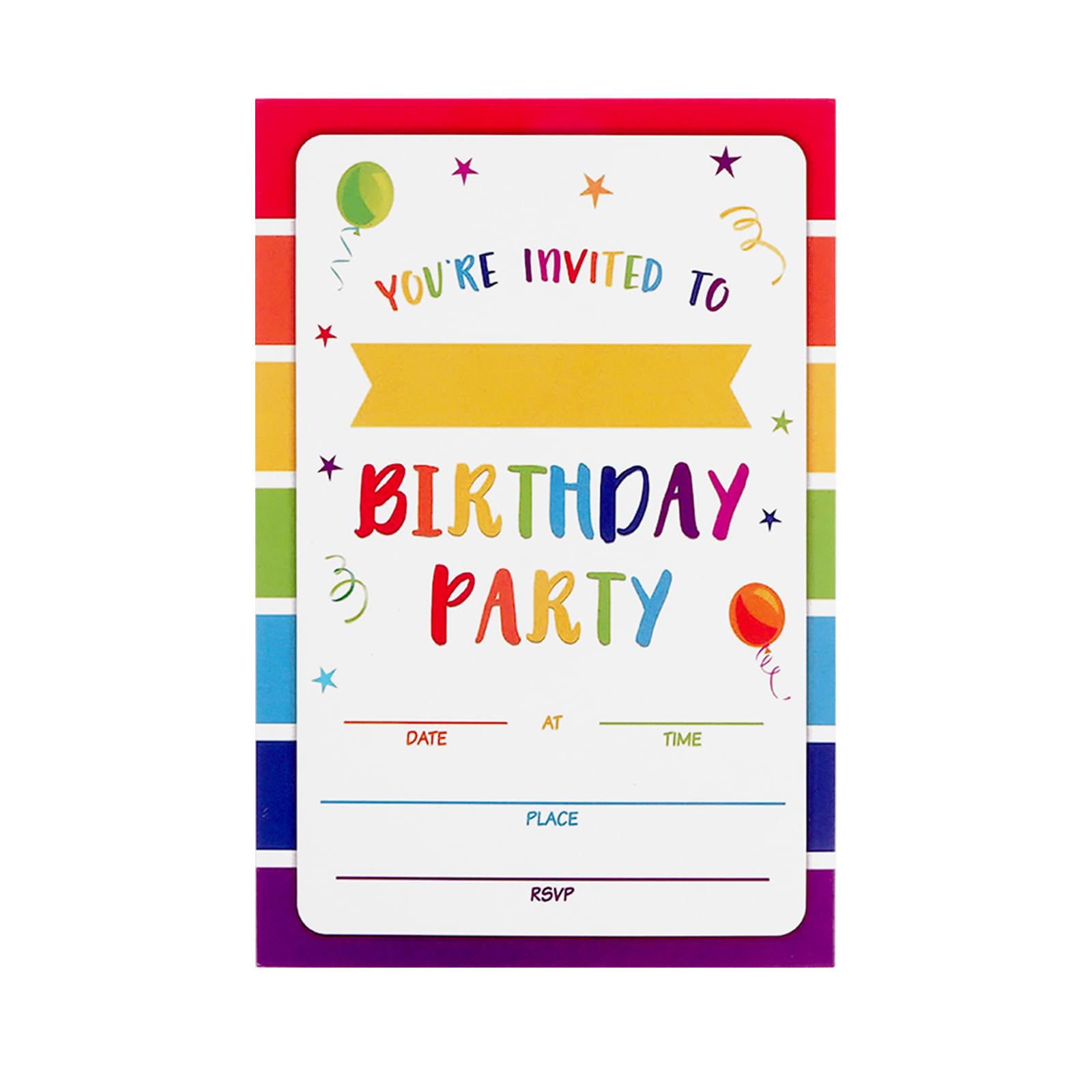 50Pcs Rainbow Birthday Party Invites for Kids 6 x 5in, Birthday Party Invitations Card for Girls Boys Party Any Ages (Rainbow-50pcs)