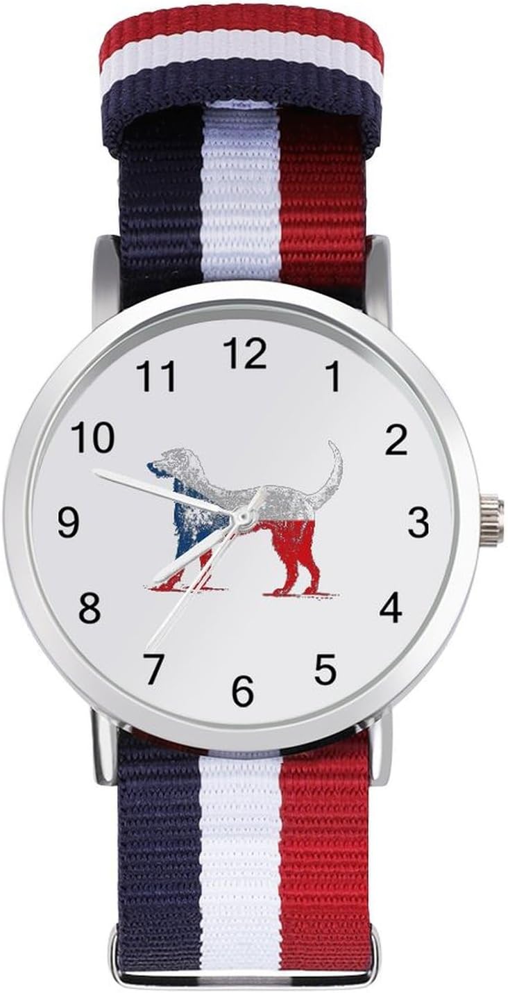Czech Flag Wolfhound Dog Funny Wrist Watches for Men Women Fashion Graphic Watch for Work Workout