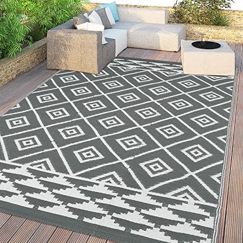 Alfombra Balcón Exterior Enyhom 180x270cm Beis - Reversible, Plegable Y Ligera Para Patio Y Camping
