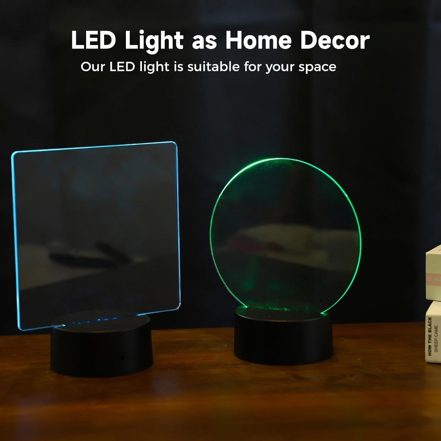 Homaisson 12 Sets LED Lights with Acrylic Sheets, Night LED Lights Lamps, Adjustable 16 Colors LED Light Display Bases, 2 Types DIY Acrylic Sheets, Ideal for Room, Office, Restaurant, Bar