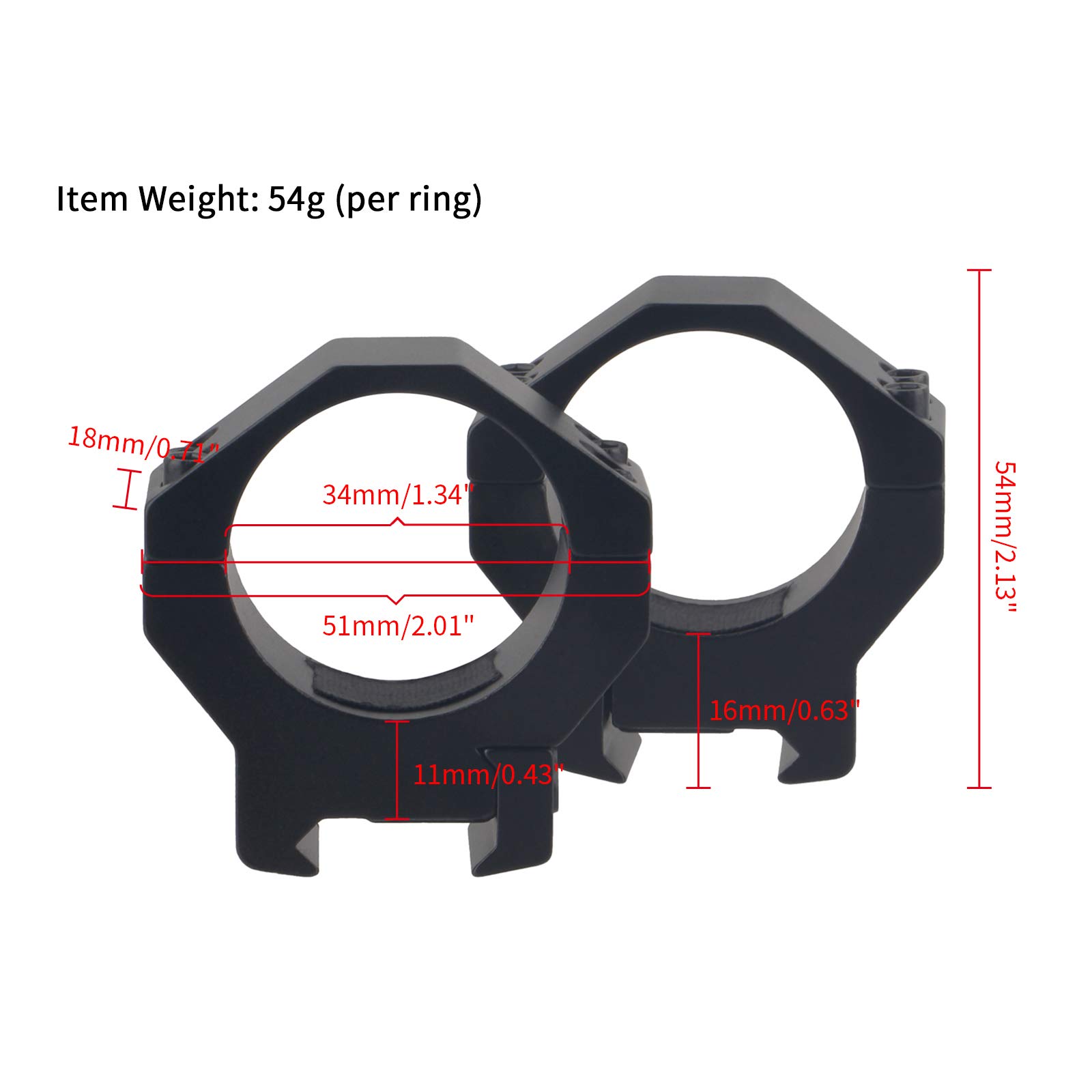 FOCUHUNTER Tactical Mount Rings 34mm Low Profile Scope Rings Fit for 20mm Picatinny Rail Outdoor Sports Accessories - Image 2