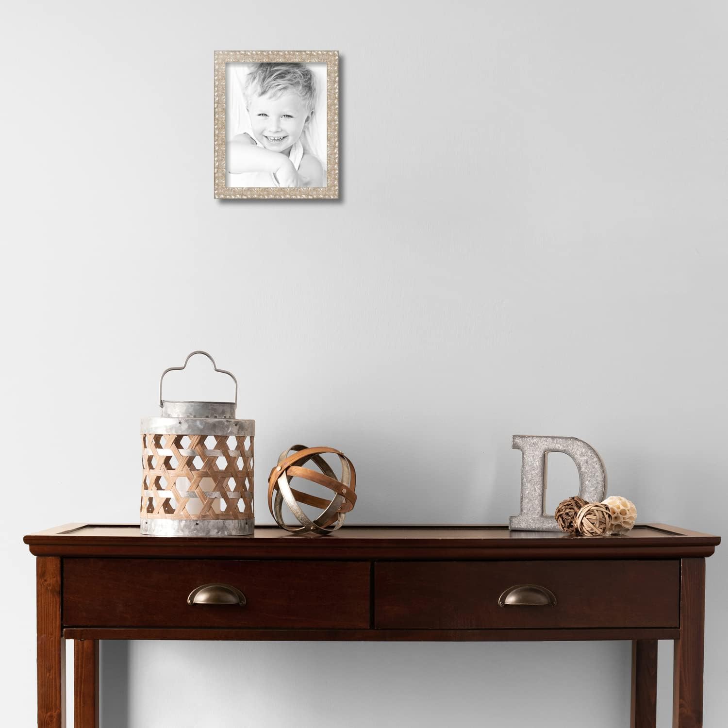 ArtToFrames 8.5x11 Inch Silver Picture Frame, This 1.00 Inch Custom Wood Poster Frame is 1" Wide - Silver Thin - Comes with Foam Backing 3/16 inch and Regular Glass (FBPLD11240-8.5x11)
