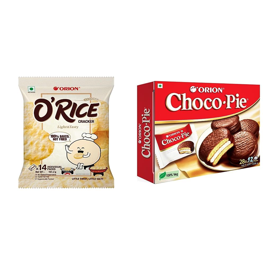 Orion O'rice cracker - Baked Korean snack (Pack of 1)|Weekly snack pack |No added preservatives |Healthy snack & ORION Choco Pie - Chocolate Coated Soft Biscuit 12 Pcs Pack, 336 g-image-29