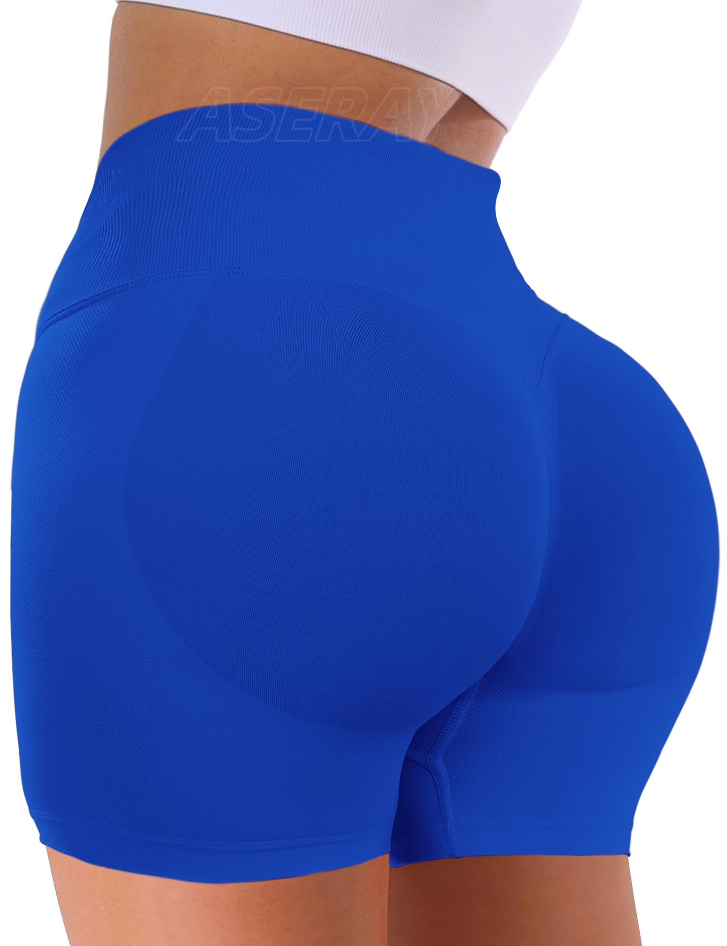 ASERAY Seamless Gym Workout Shorts Women Scrunch Butt Lifting Biker Yoga Shorts for Women Tummy Control 4.5"