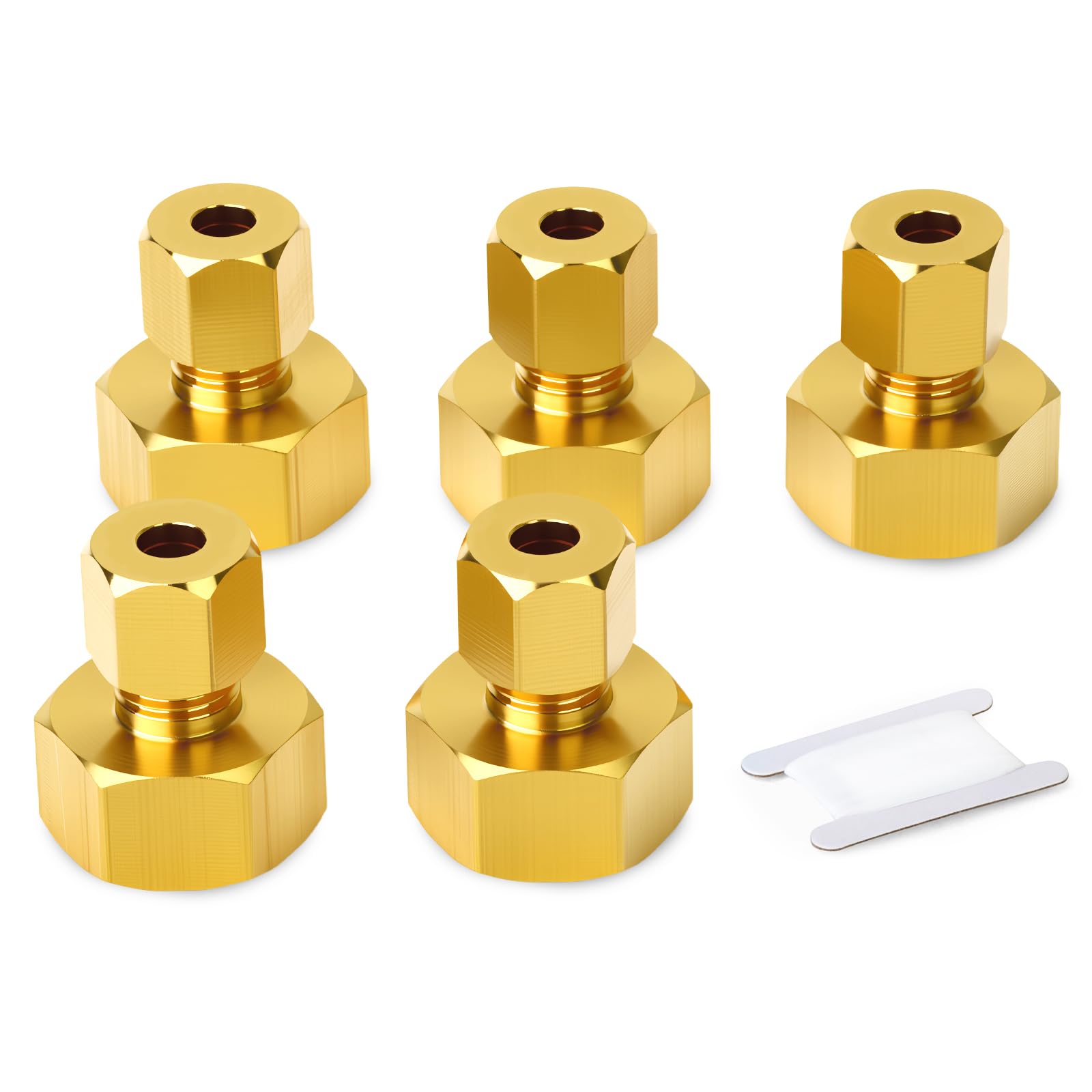 GASHER 5 pieza Conector de Tubería de Compresión de Latón, Conector Hembra de 8mm OD de Tubería x 1/2" BSP