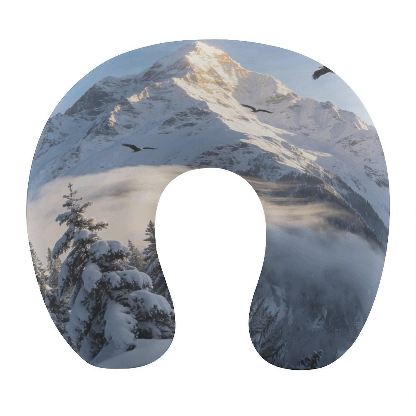 VstaDank Above The Snowy Forest Neck Pillow Soft Comfortable Travel U Shaped Pillows Portable Pillows for Shoulder Memory Foam Head Support Pillow for Airplane Car Home Office