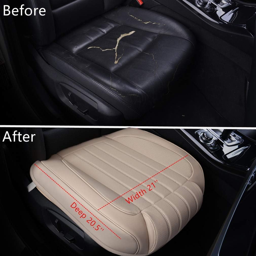 Car Seat Cover Cushion, Auto Bottom Front Driver & Passenger Seat Protector Pad with Leg Support Pillow /3D Edge Wrapping, Fit Most Sedan, Vehicles, SUV, or Van - 2PCS