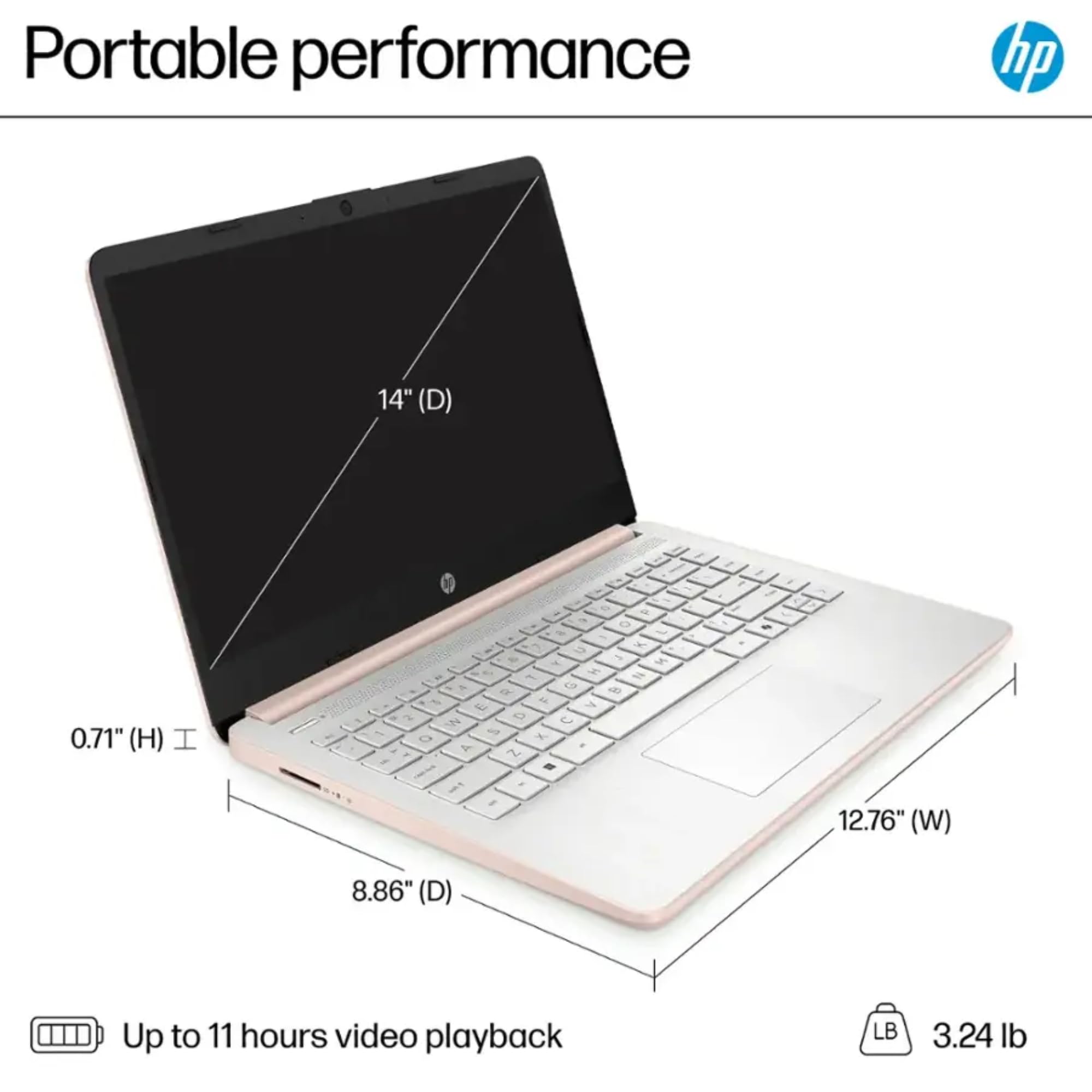 HP Ultrabook 14 Laptop with Free Microsoft 365 • 16GB RAM • Intel 4-Core CPU • 1.1TB Storage (64GB OnBoard w/ 64GB External + 1TB OneDrive) • Windows 11 w/o Earphones