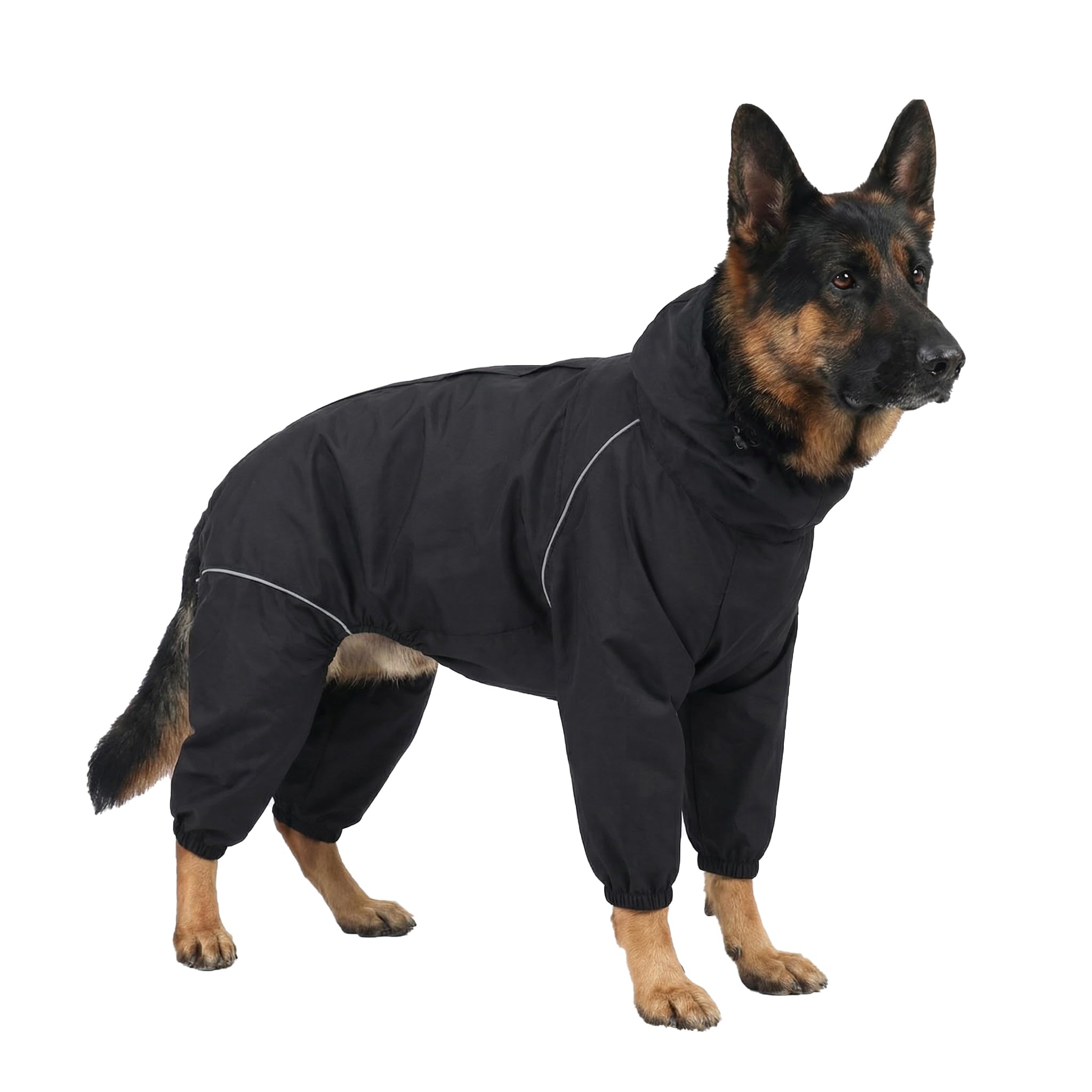 Photo 1 of ***SIMILAR ITEM*** Dog Raincoat for Medium Large Dogs,rain Jacket Coat, Full Leg Coverage Waterproof Rain Suit with Detachable Hood & Tail, Reflective Strips, Snag-Free Top Zipper (Black for Girl, XXX-Large)