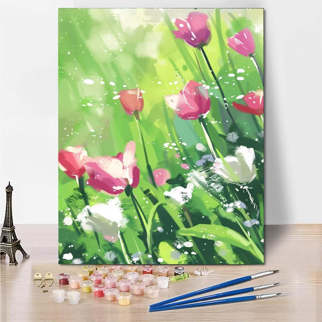 RNXAOPEN Numéro d’Art mini format – Colorful Flower – Loisir créatif – Kit de Peinture par NuméRos – Activité détente et créative – Dès 72 ans – Version française, Taille unique 70x95cm 1630-F