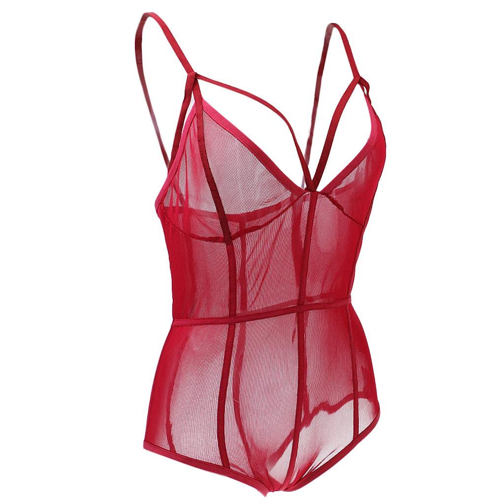 VELURA Womens Lingerie See Through Spaghetti Strap Jumpsuit Romper M Wine Red|1piece womens lingerie romper| Jumpsuits & Rompers|Clothing Shoes & Accessories-picture-35