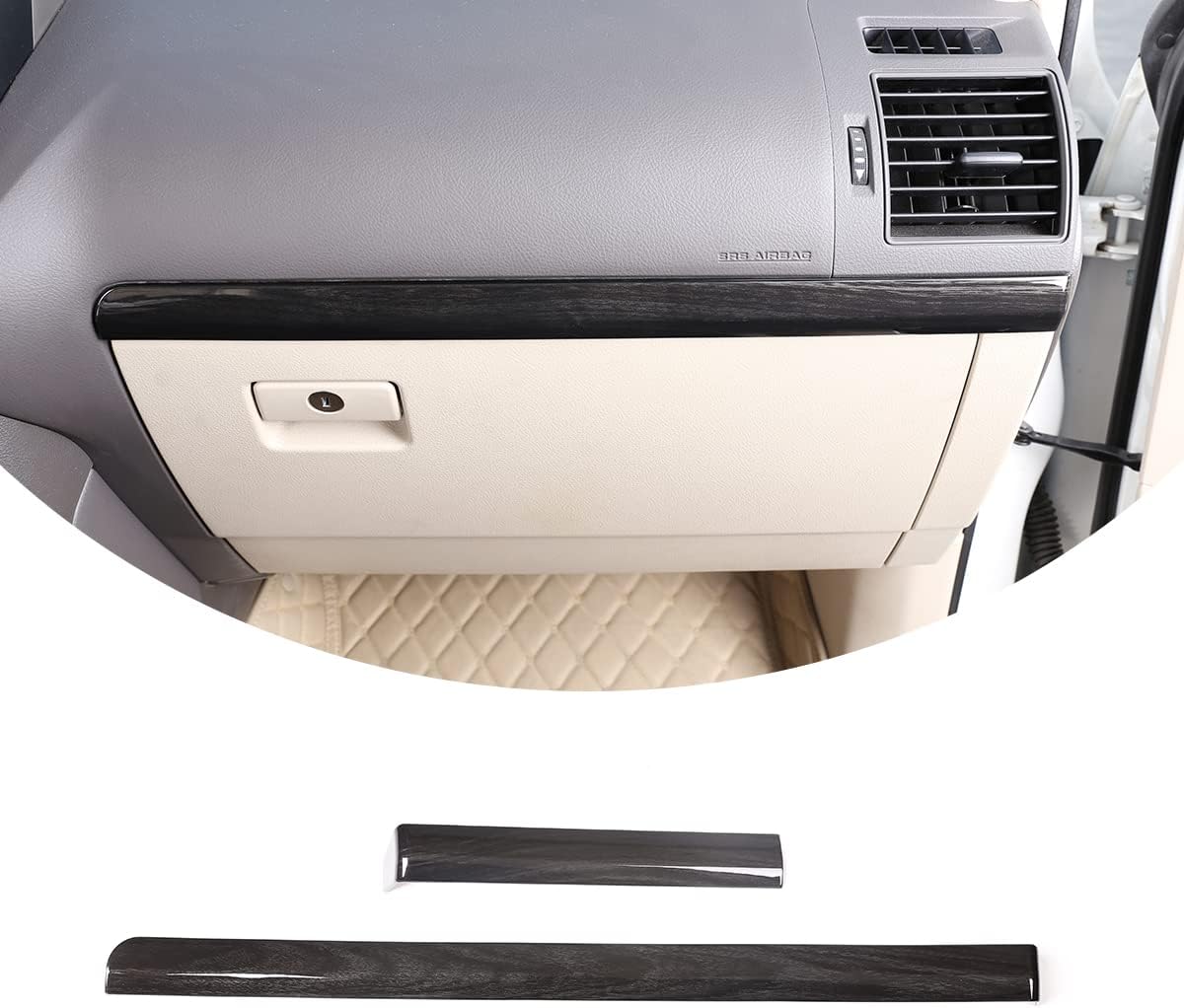 Fit for Toyot@ Land Cruiser Prado FJ150 150 2010 2011 2012 2013 2014 2015 2016 2017 2018 2019 Left Hand Drive ABS Car Interior Passenger Side Decoration Strip Trim 2Pcs (Black Wood Grain)