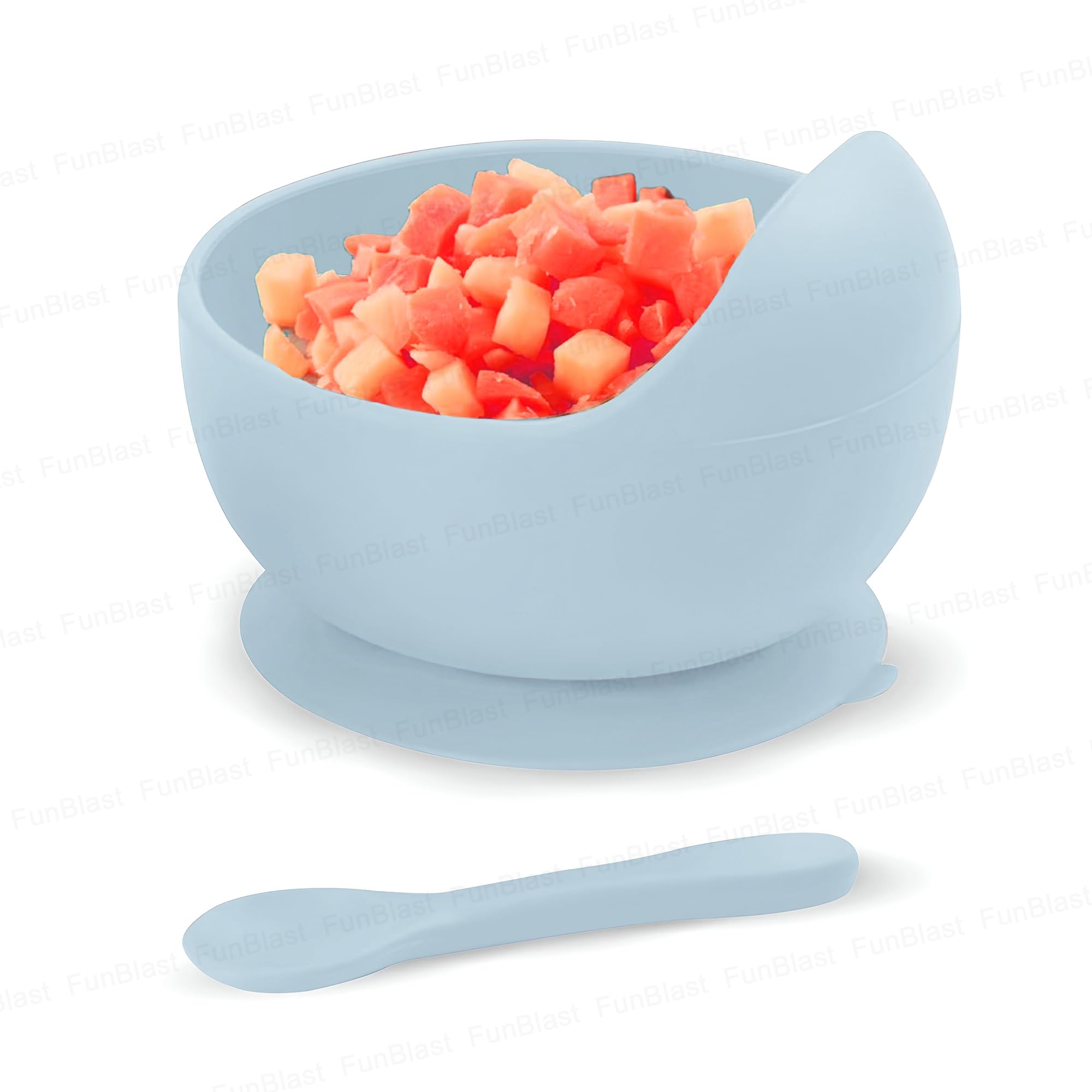 FunBlast Silicone Bowl & Spoon Set for Toddlers – BPA-Free, Non-Toxic, Unbreakable Suction Bowl for Baby Feeding, Self-Feeding Training for Babies and Toddlers, Safe & Durable (Light Grey)-image-32