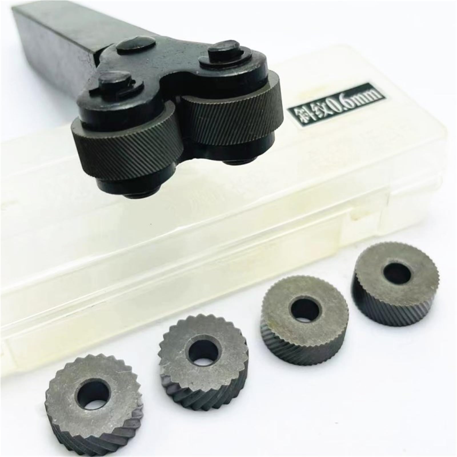 6 Cuchillas Moleteadas Reticuladas De 0,6 Mm, 1,0 Mm Y 2,0 Mm, Rueda De Grabado Con Orificio Interior HSS + 1 Portaherramientas De Torno De Acero De 16 Mm X 18 Mm. Herramienta de Torno