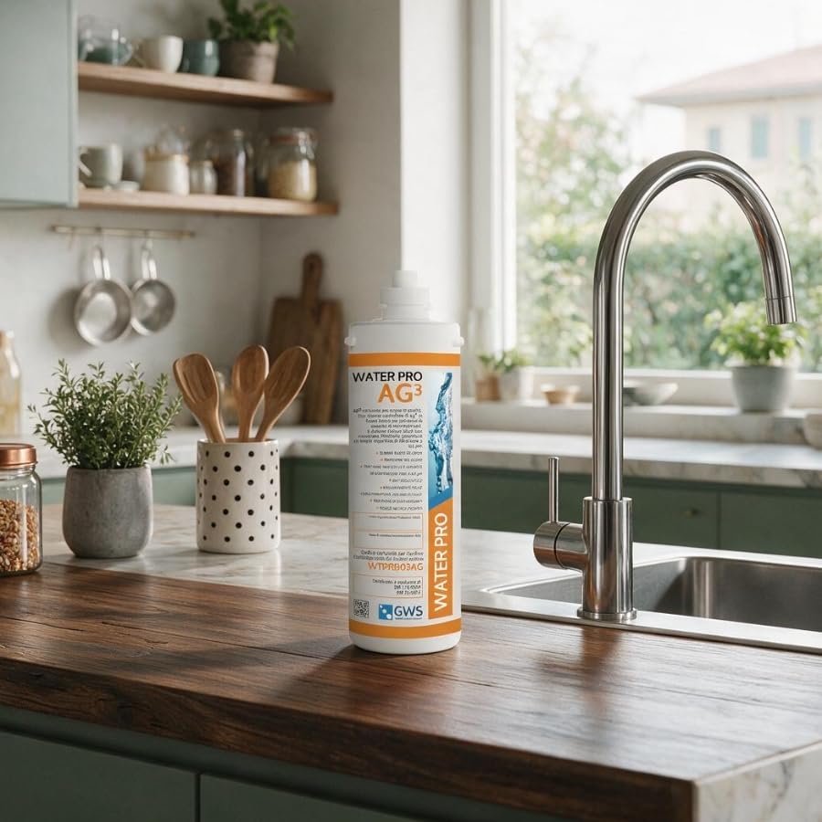 Filtro Water Pro – Filtrazione Professionale - Capacità di 5.000 litri - Tecnologia Combinata Con Carbon Block Argentizzato e Membrana Plissettata Multistrato da 0,5 micron