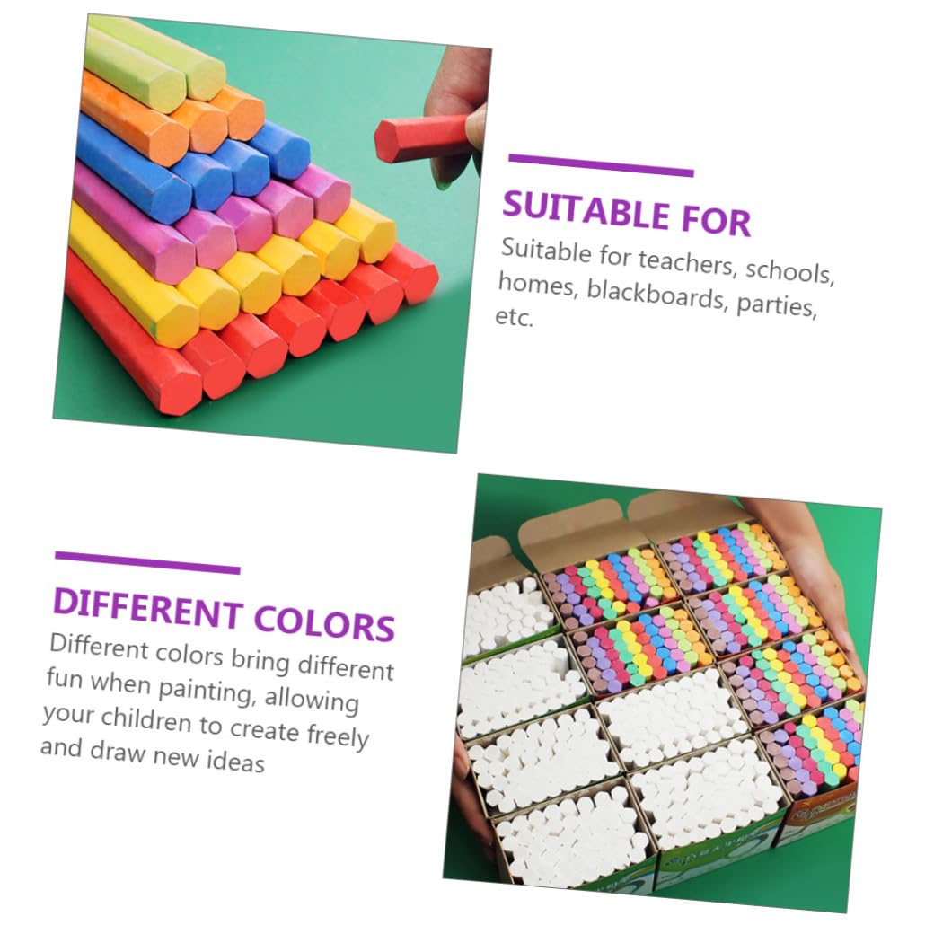 Craies Colorées Hexagonales sans Poussière pour École et Maison, 3 Boîtes de Craies en Gypse Faciles à Effacer, Adaptées Tableau Noir