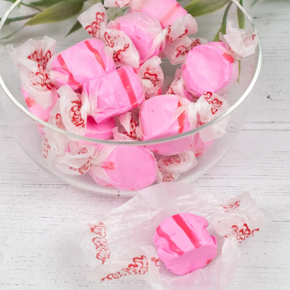 65 Pcs Pink Candy Salt Water Taffy - Cherry (1 lb, Approximately 65 Pcs)
