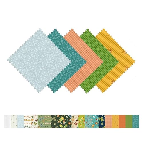 Craftsfabrics Retro Mix 40Pcs Charm Pack 100% Cotton 5″X5″ Squares Fabric For Quilting, Scrapbooking, Sewing, Arts & Crafts, Patchwork