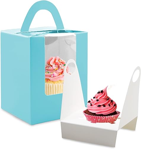 Vista 64 de Lainrrew Cajas para magdalenas, 30 cajas individuales para cupcakes, recipientes individuales para magdalenas, contenedores de pastelería con Verde