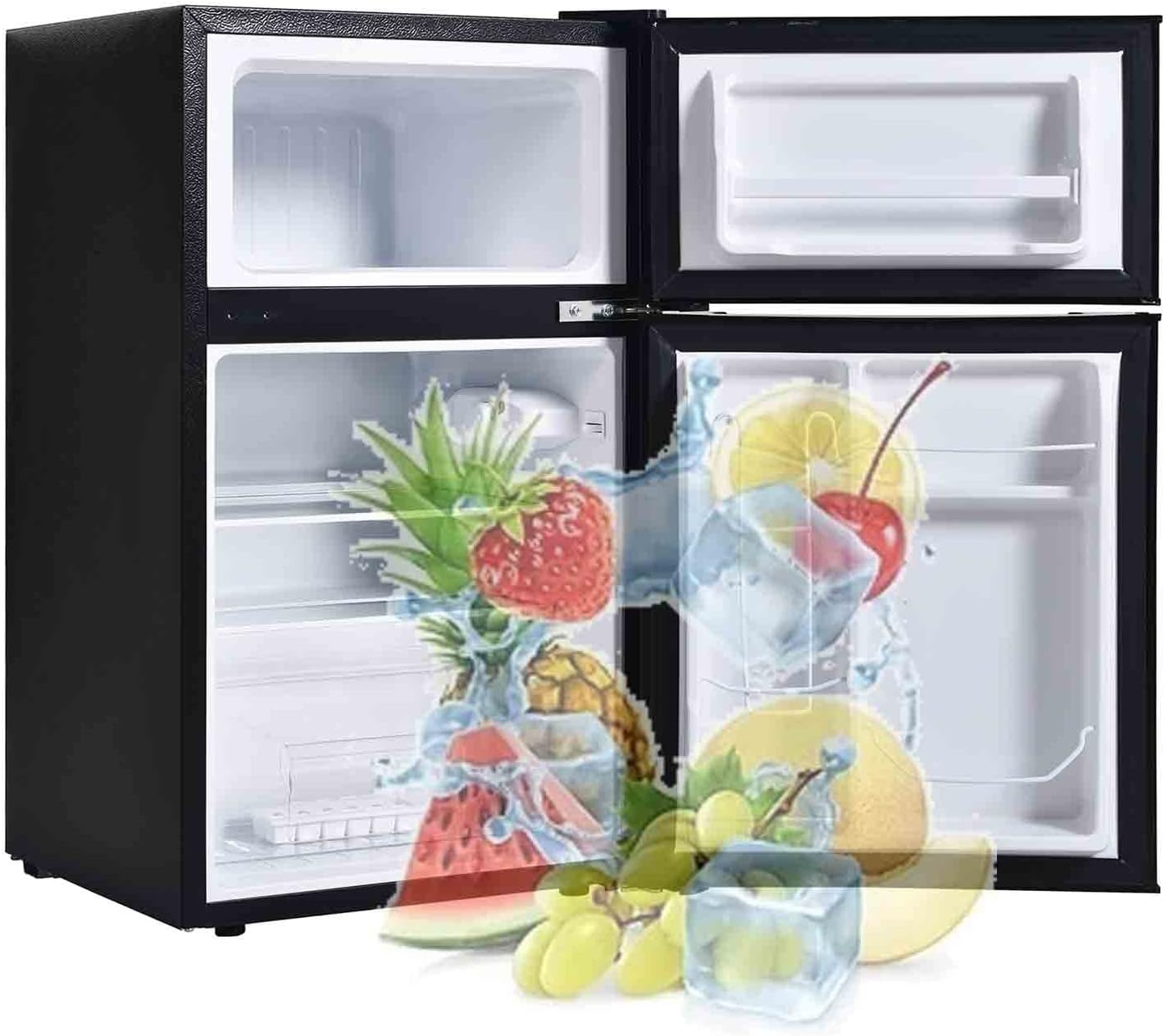 Mini Fridge for Office with Freezer, TwoDoor Mini