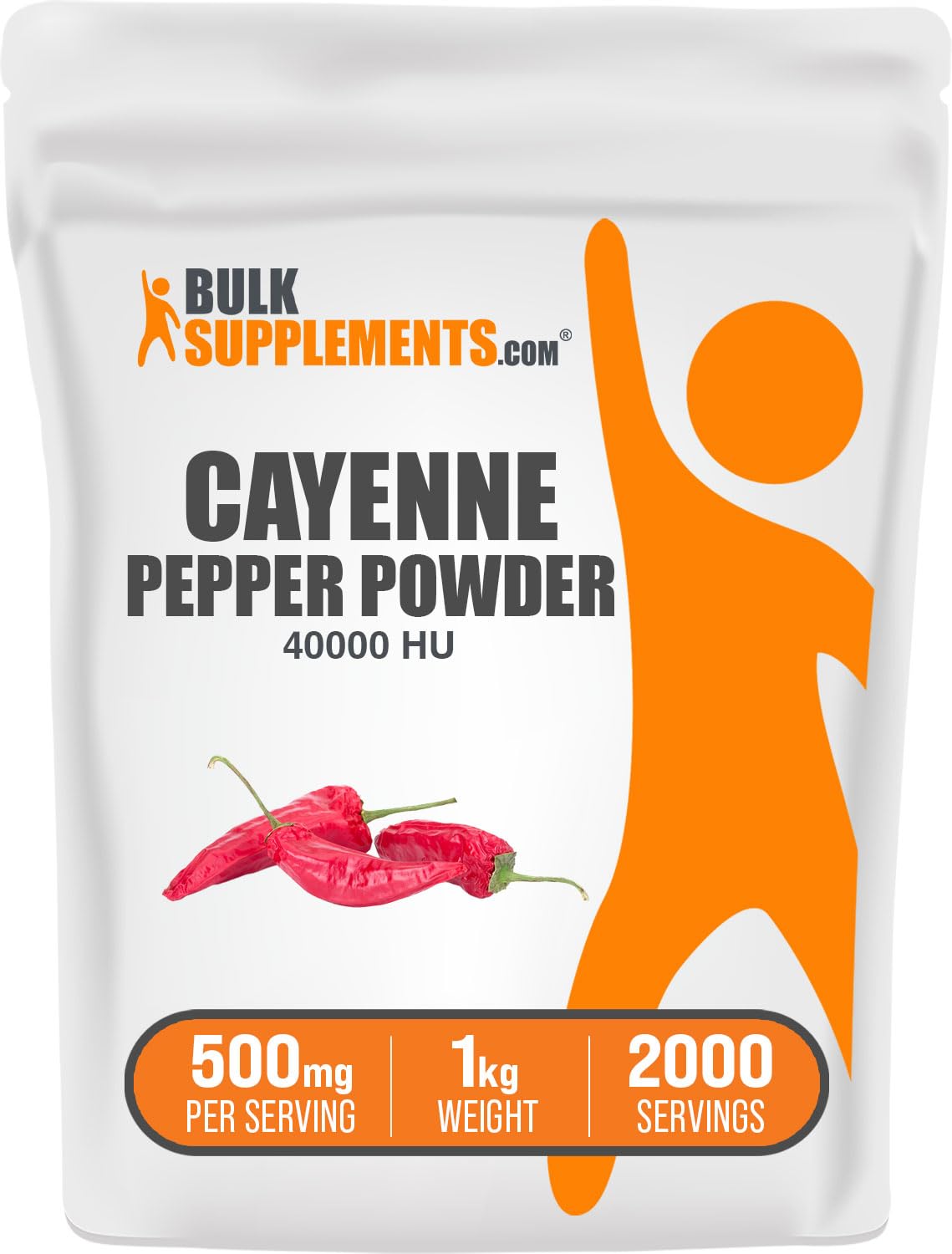 BulkSupplements.com Cayenne Pepper 40000 HU Powder - Capsaicin Supplements, Cayenne Pepper Powder - Vegan & Gluten Free, 500mg per Serving, 1kg (2.2 lbs) (Pack of 1) 35.27 Ounce (Pack of 1)
