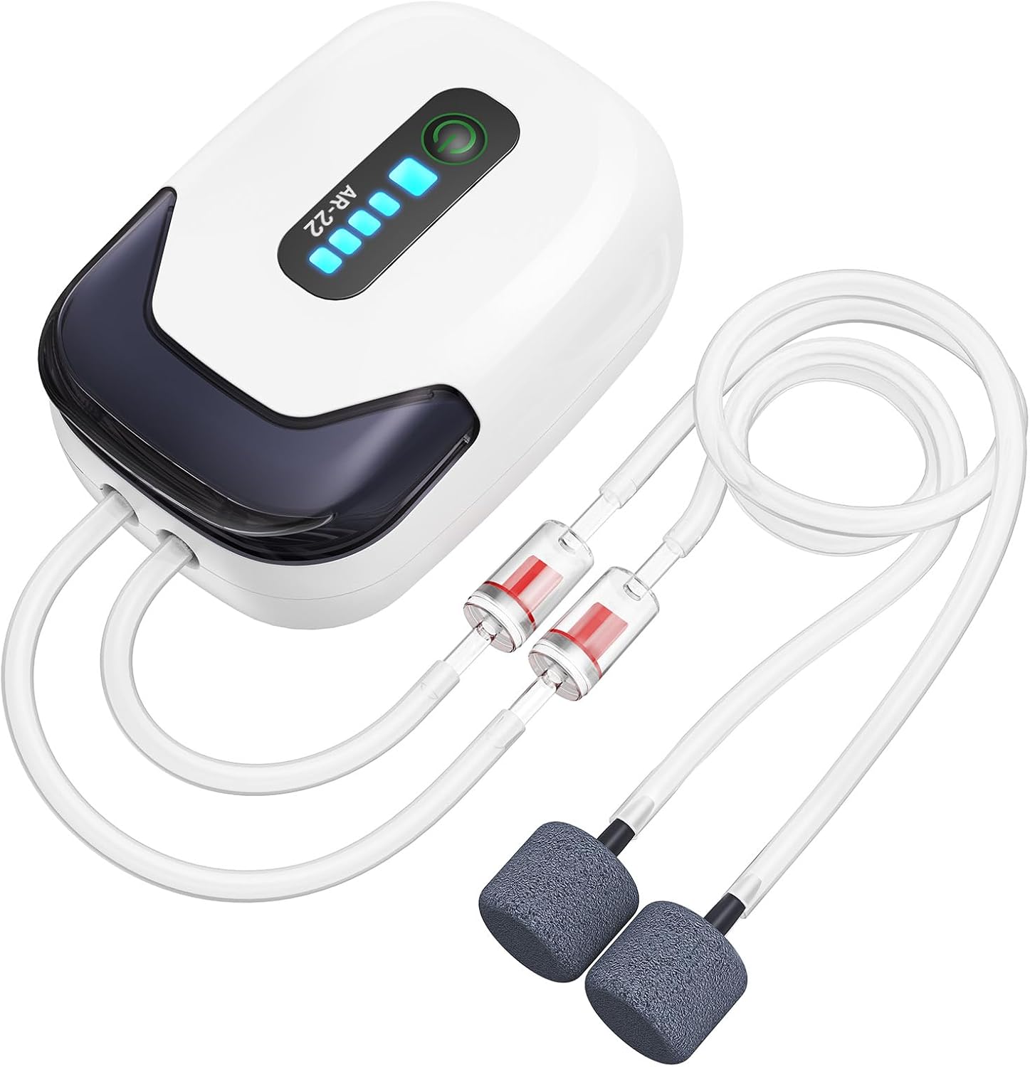 Aquarium Air Pump, Rechargeable Portable Oxygen Pump with Single/Dual Outlets, Quiet Aerator for Fish Tank up to 30/70 Gallon, Outdoor Fishing, Fish Transport and Power Cut.