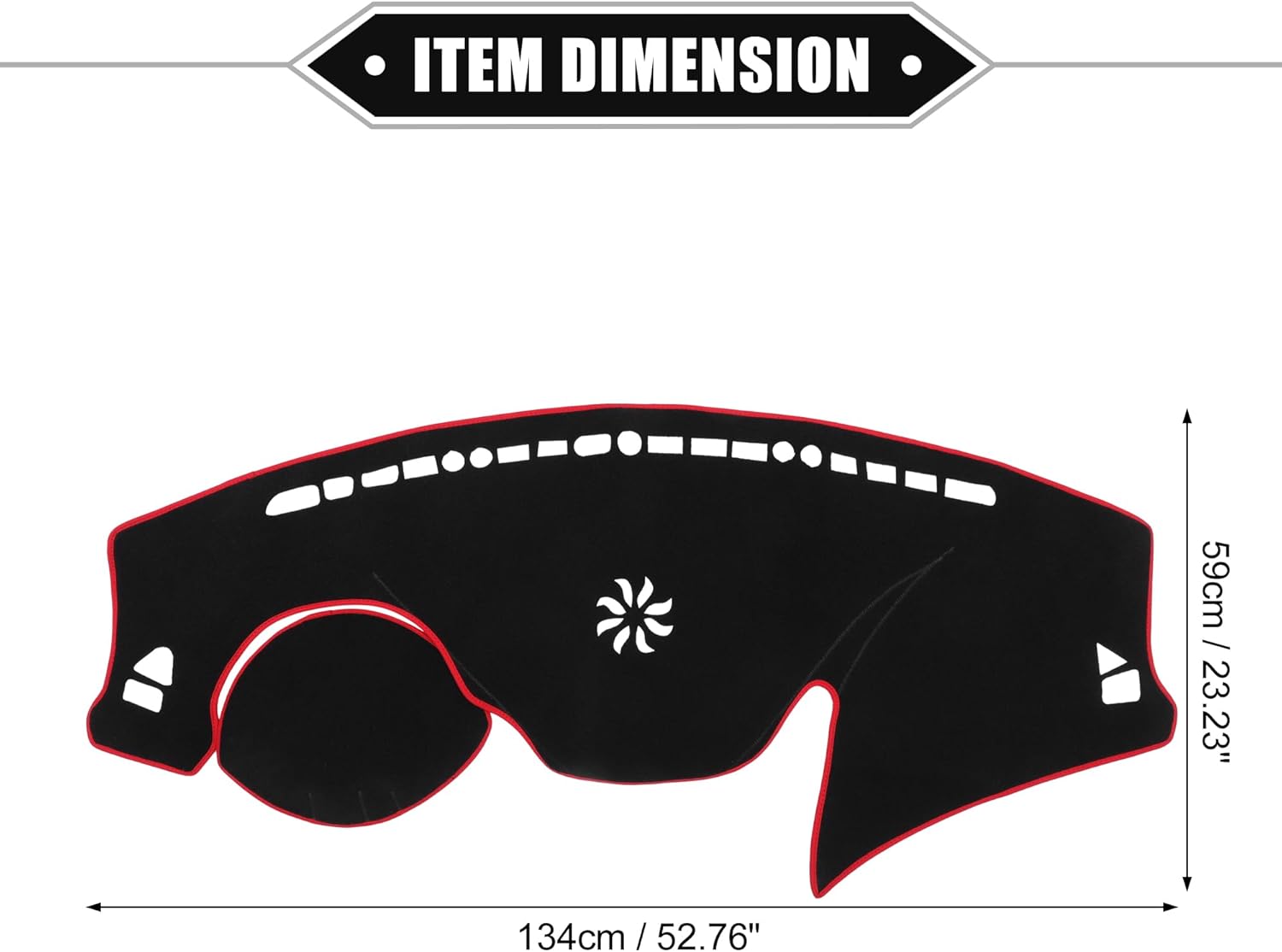 Car Dashboard Cover Compatible for Hyundai Veloster 2012-2017, Protective Polyester Black Red Center Console Interior Trim Dash Cover Mat