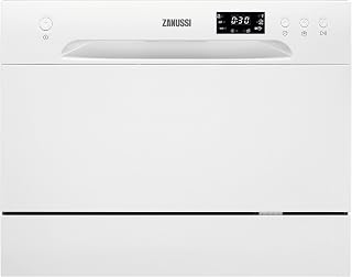 Zanussi ZDM17301WA Freestanding Counter Top Dishwasher, Compact Dishwasher, 55 cm Width, 6 Place Settings, 6 Programmes, Residual Drying, 52dB, White [Energy Class F]