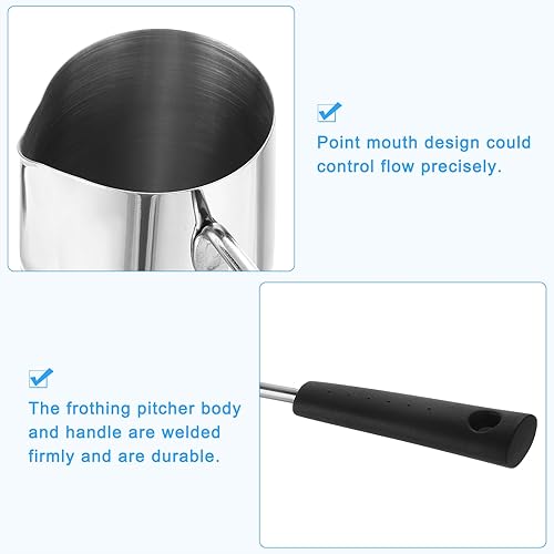 Miniatura 3 de uxcell Cafetera, 20 oz20.3 fl oz, calentador de café de acero inoxidable, calentador de mantequilla, calentador de café, olla de leche derretida con