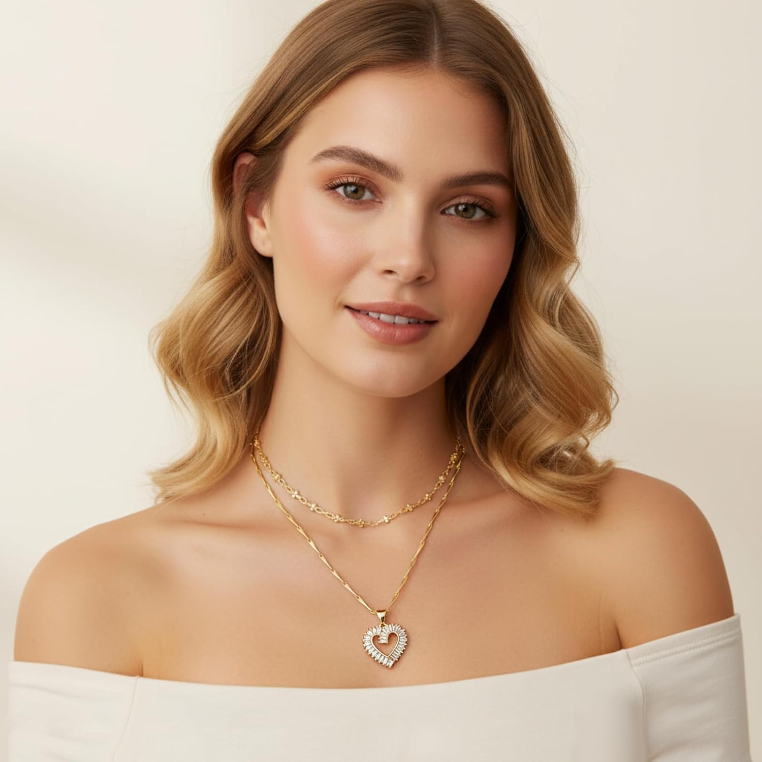 Heart Necklaces for Women 14K Gold Plated Layered Necklace Set with Cubic Zirconia Heart Pendant, Dainty Stackable Choker Chain, Gift for Her - Image 5