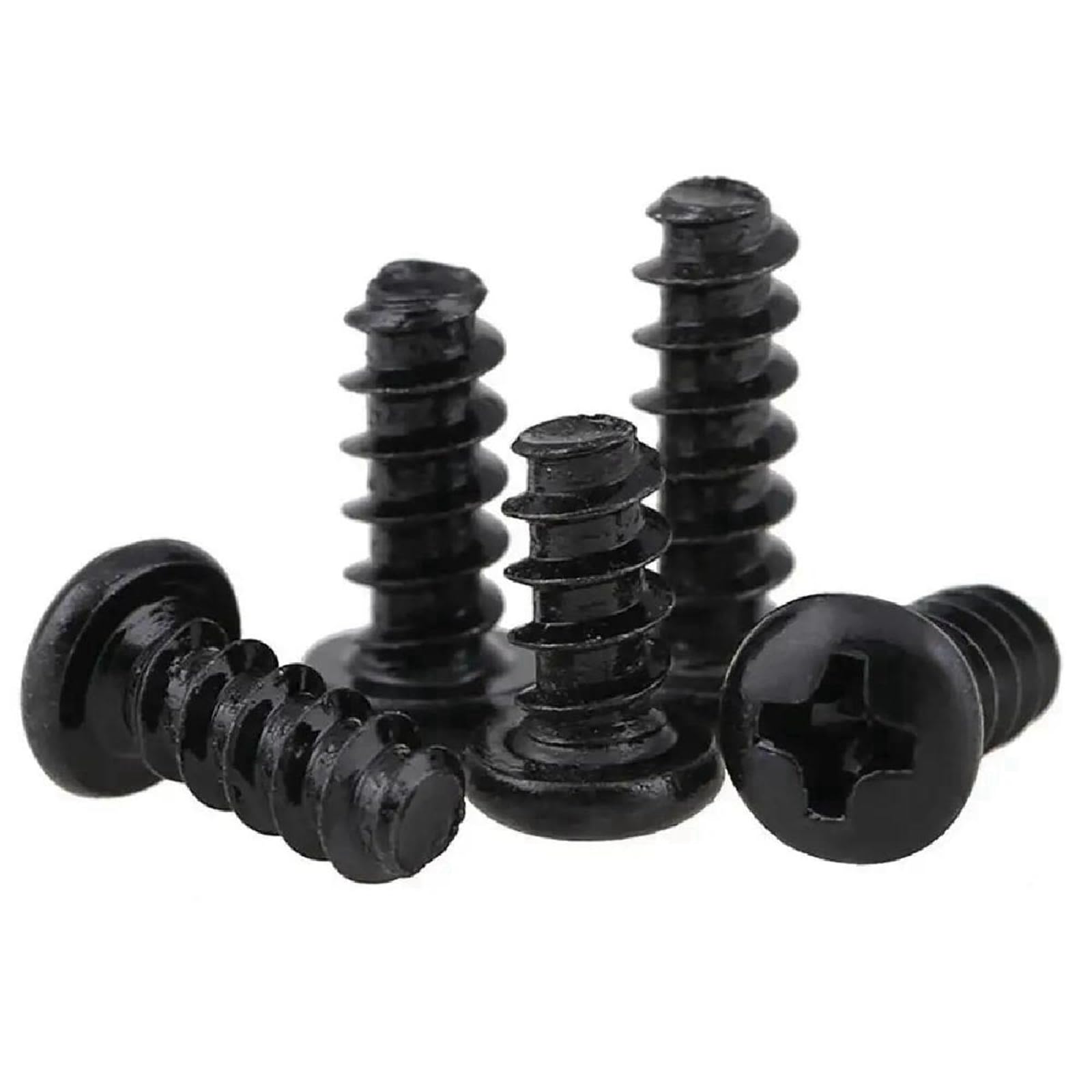 Viti, viti autofilettanti, Viti autofilettanti a testa cilindrica Phillips M1.4-M4 a testa tonda a croce con estremità piatta nichelate/zincate nere 20 pezzi(Black Zinc Plated 20pcs,M2.3x4mm)