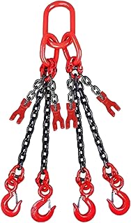 Chain Sling 5/16 Inch x 5 Feet Engine Lift Chain, Lifting Sling Chains 4 Legs with Grab Hooks and Adjusters, G80 Alloy Steel Engine Chain Hoist Lift 5 Ton Capacity Used in Mining,Building, Machinery