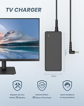 19V Power Adapter Charger for LG Electronics 19 20 22 23 24 27 29 34 Monitor LG Flatron LCD LED HD TV IPS236V E2351T E2750VR E2290T E2360T E2350T E2242C 24EN33TW Display Charger