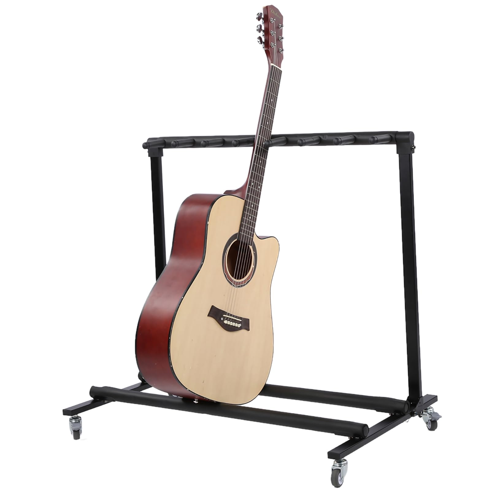 Haofy Universal-Gitarrenständer, Faltbarer Ständer für Mehrere Gitarren, E-Gitarren-Bass-Ausstellungsständer mit Rädern und mit Weicher Gummiabdeckung, Ganzkörper-verdicktes Eisenrohr(FL-17L)