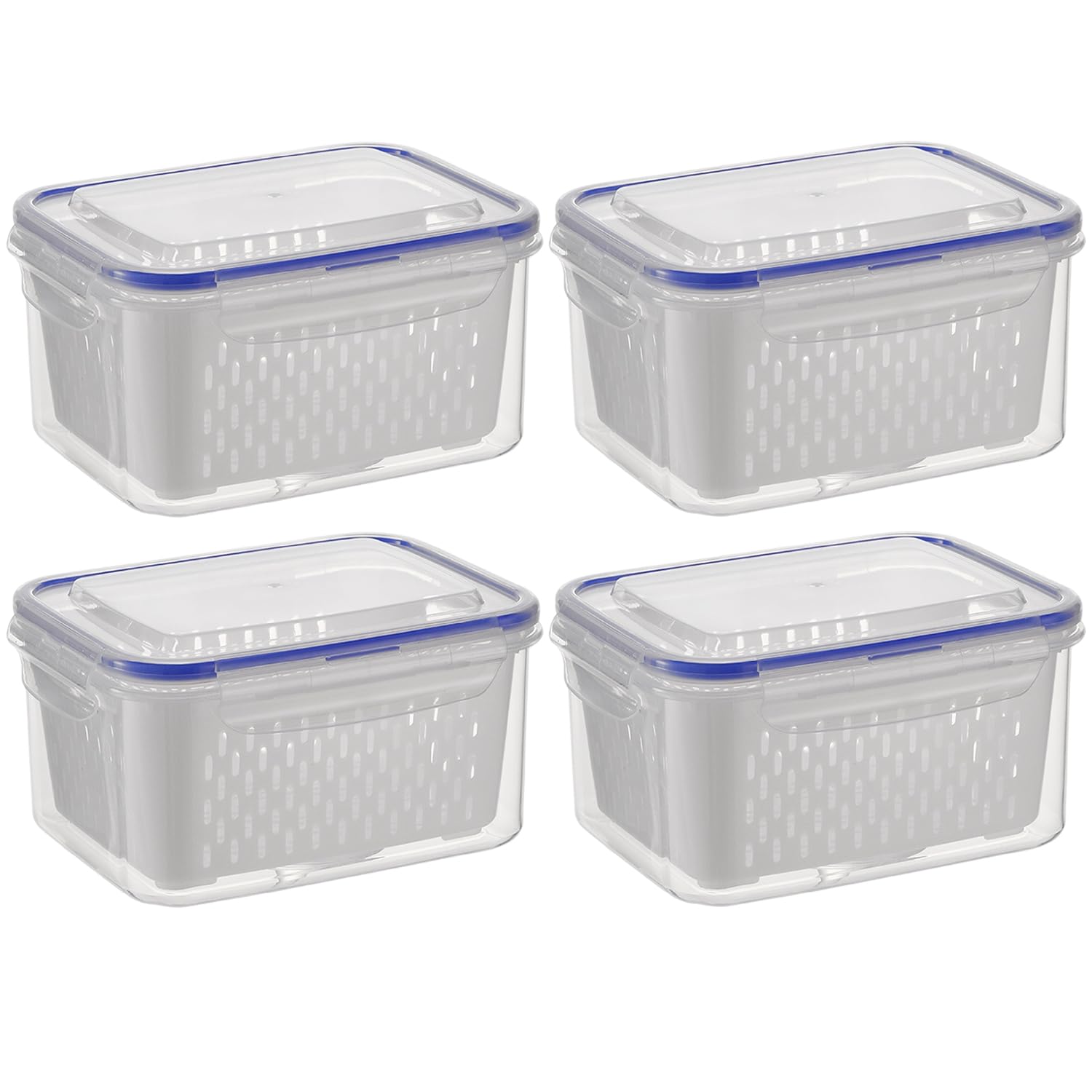 4 cajas de conservación, recipientes para mantener frescos frutas, verduras, ensaladas, bayas, huevos y patatas (XL)